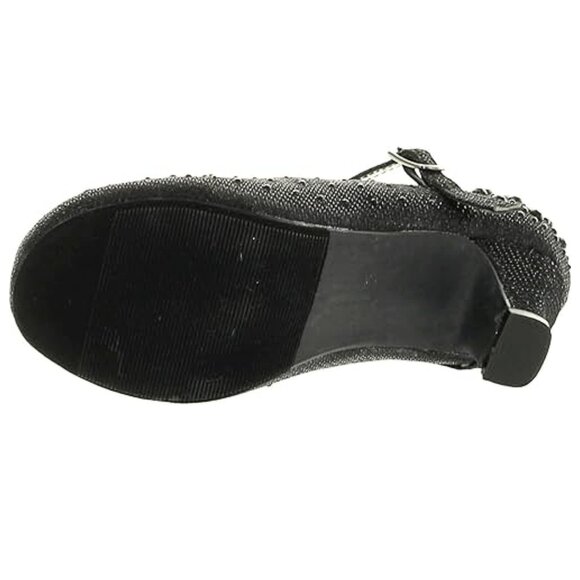 Lucky Top Kid Girls Sparkling Mary Jane Rhinestone Black Glitter Dress Shoes - Picture 7 of 7